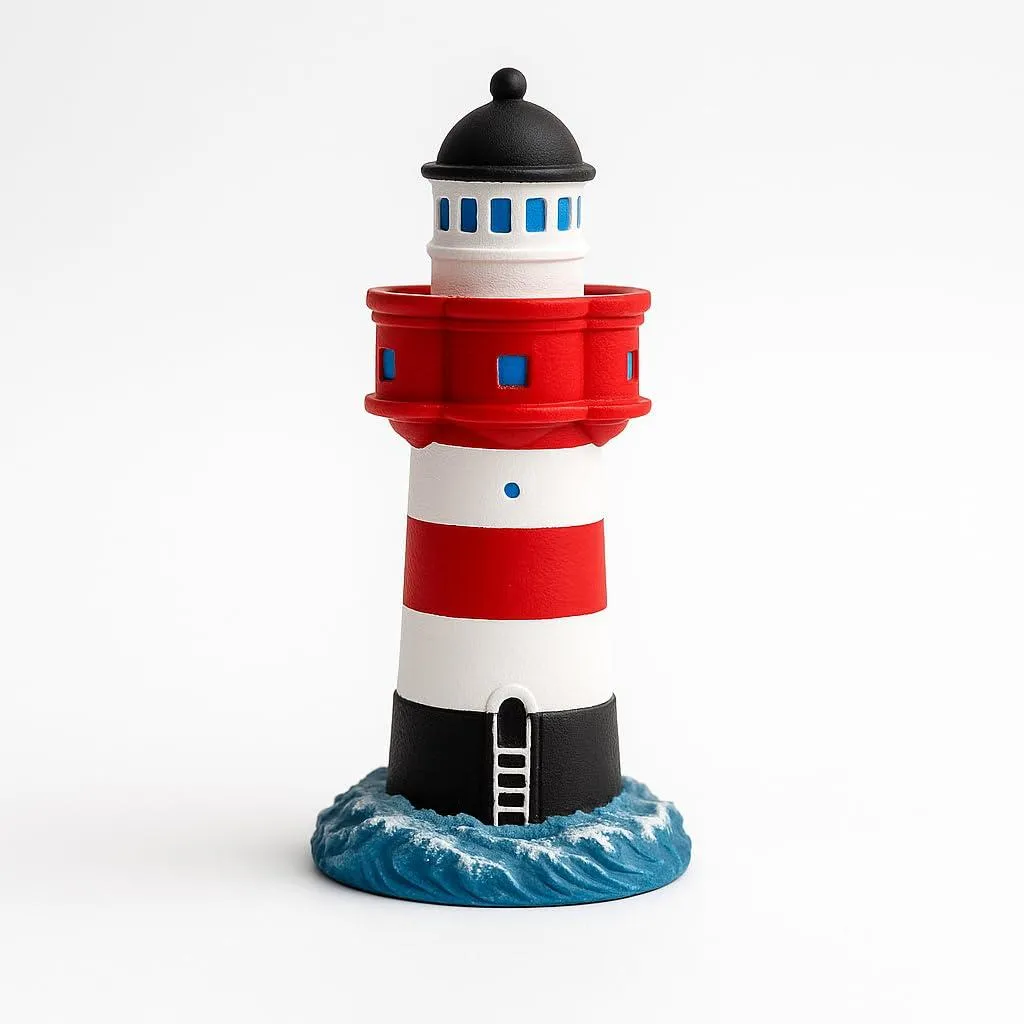 Phare miniature rouge et blanc en résine 10 cm décoration maison plage