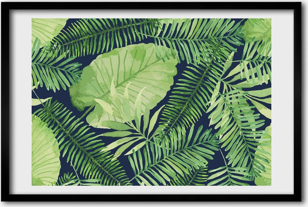 Bild 60x40 MDF-Rahmen, Wandkunst tropische Blätter