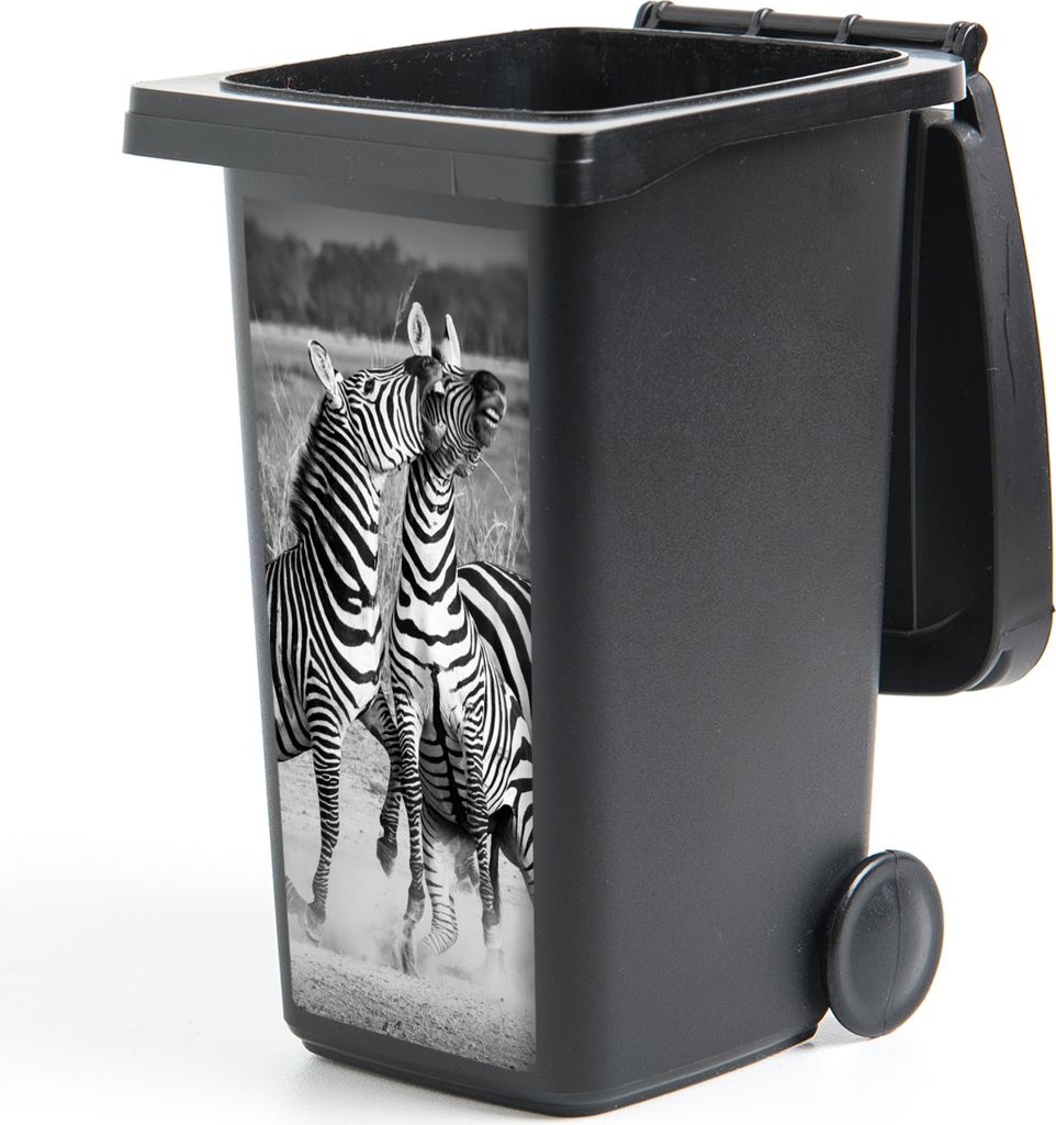MuchoWow Mülltonnenaufkleber Kämpfende Zebras 38x80 cm - Behälteraufkleber - Mülleimer-Aufkleber - Container-Aufkleber