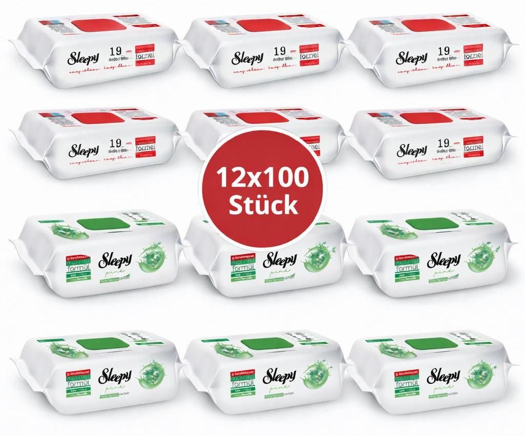 Sleepy Easy Clean Oberflächenreinigungstücher – 6x100 Kirsche + 6x100 Pine | Arbeitsplatte reinigen