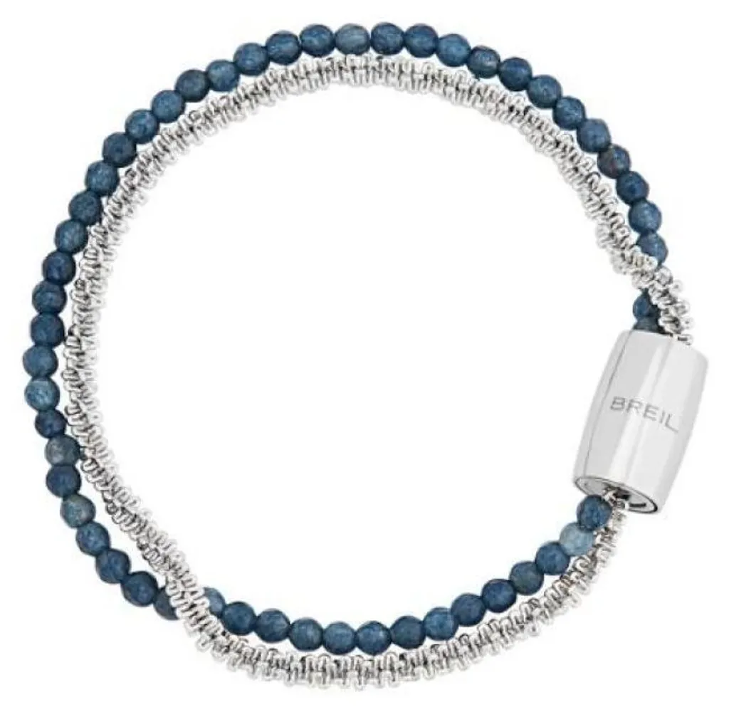 Bracelet homme en acier et perles d'agate bleue TJ3724 Magnetica 20cm