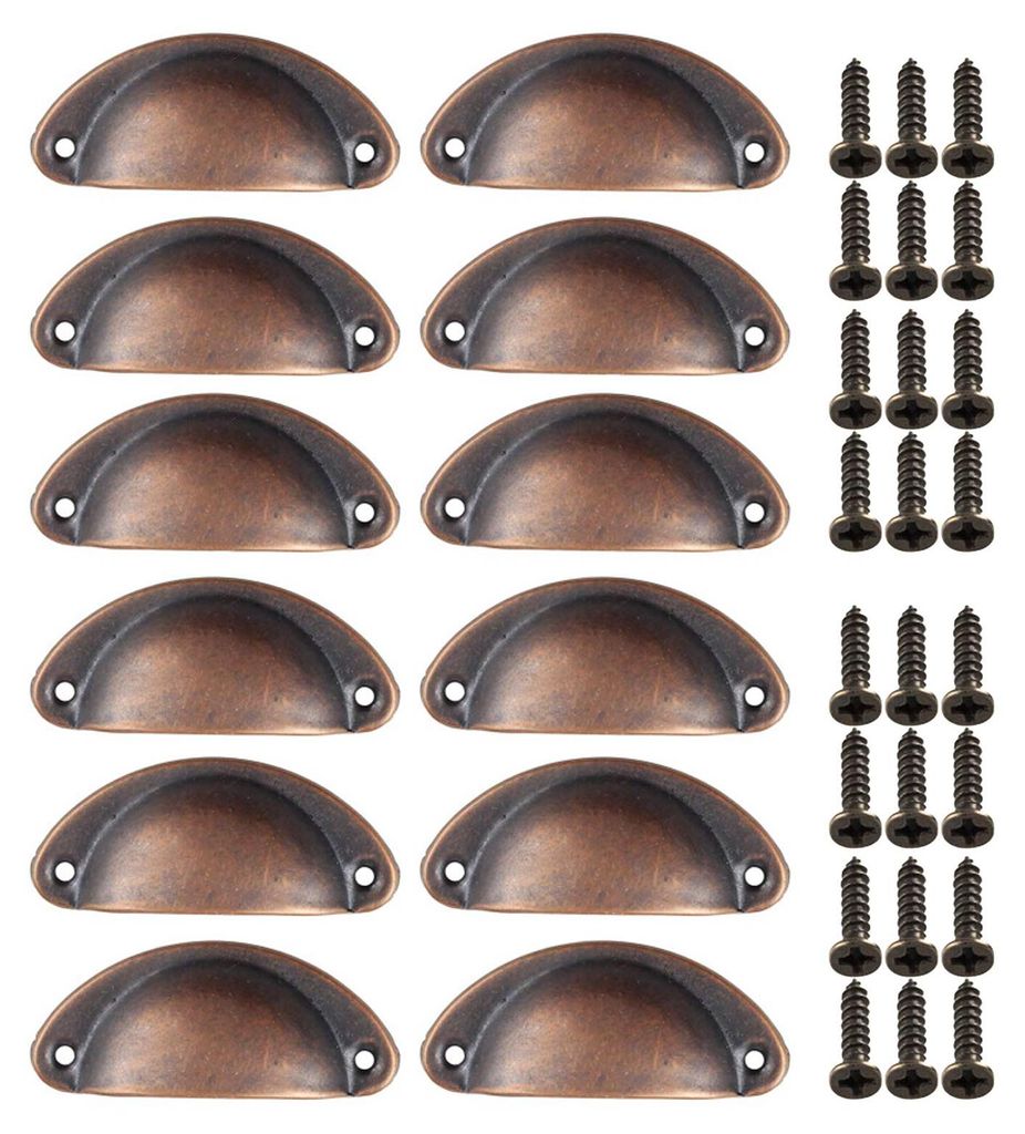 12 Muschelgriffe inkl. Schrauben 81x35mm Schubladengriff Produktbild 