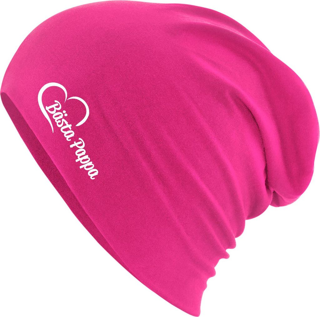Huuraa Beanie Bästa Pappa Hjärta Fuchsia One Size Baumwolle und Elasthan Mütze Geschenkidee