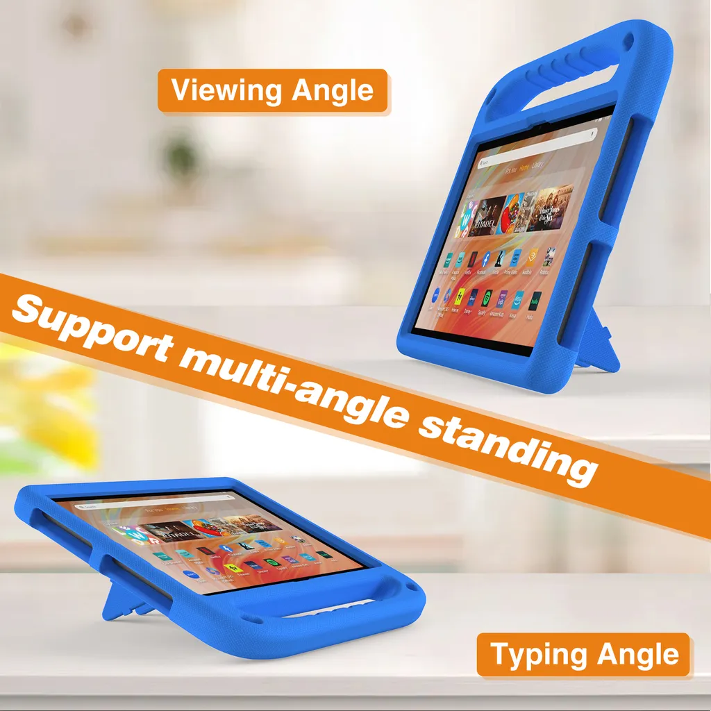 Custodia protettiva per Amazon Fire HD 10 2023, leggera custodia per bambini in EVA con maniglia e supporto Blu - 4