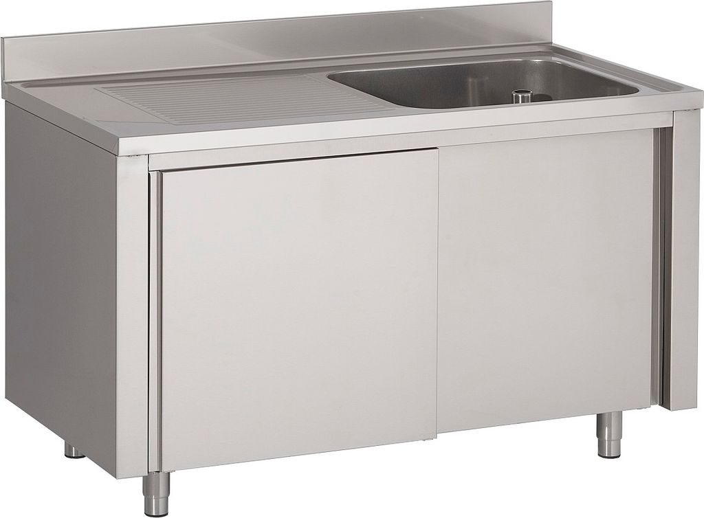 CHEFGASTRO 700 Spültisch Schiebetüren 1 Links 1400 BxTxH 1400x700x850mm