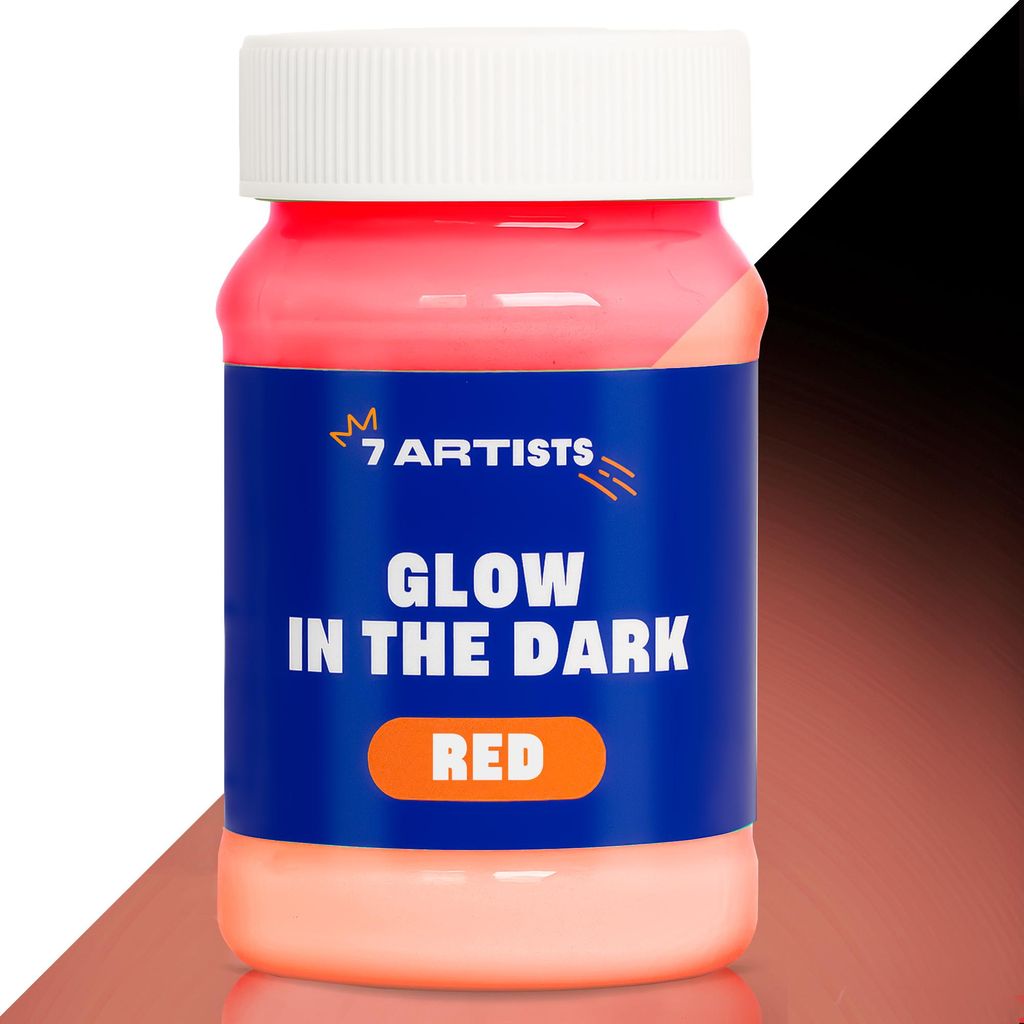 7 Artists Leuchtfarbe Acryl 100 ml – Rot Fluoreszierende Farbe im Dunkeln | UV Schwarzlicht Farbe | Nachtleuchtende Neon Acrylfarbe Wasserbasis
