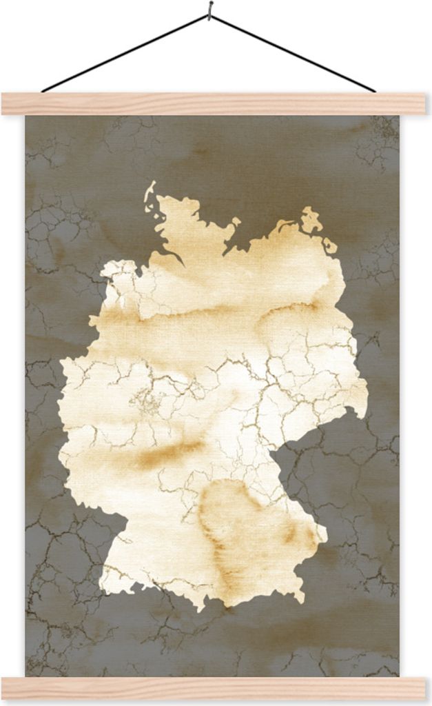 MuchoWow Textilposter Karte von Europa - Deutschland - Marmor 40x60 cm mit holzfarbenen Rahmen - Poster