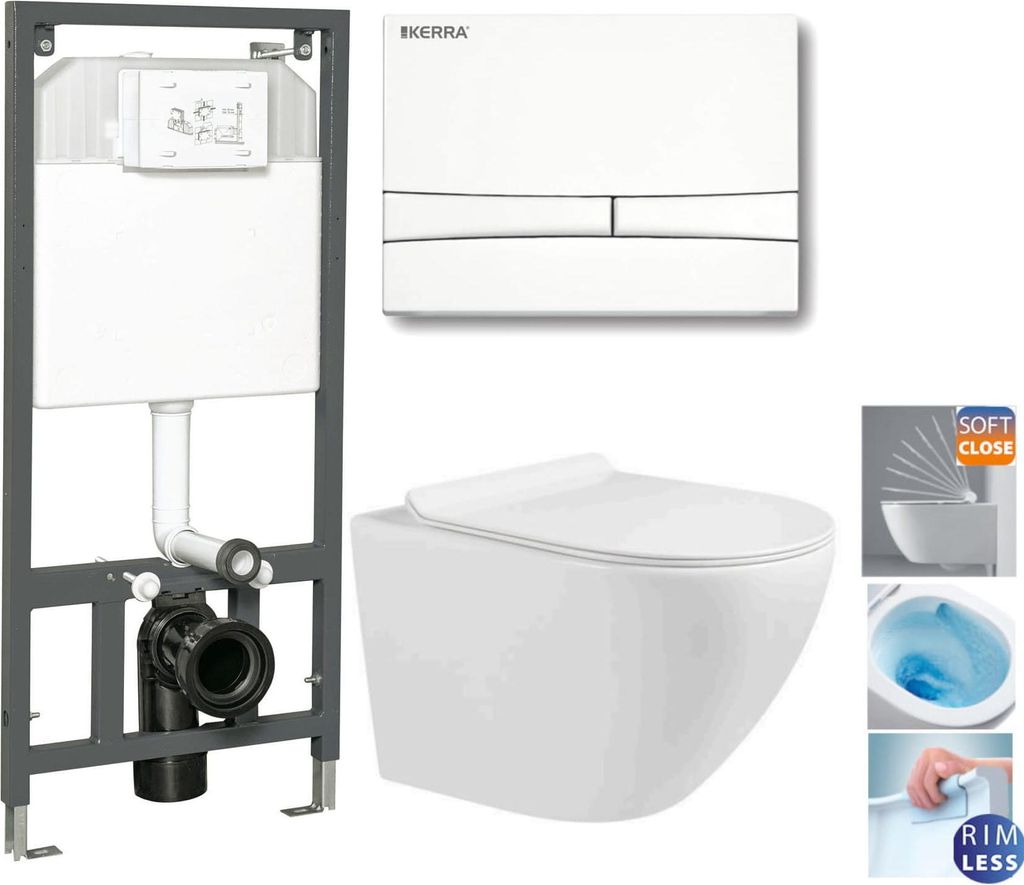Domotechnika | Wc-Set 4In1 - Premium 48X37X37 Cm - Weiß - Soft-Close, Hygienisch, Modern
