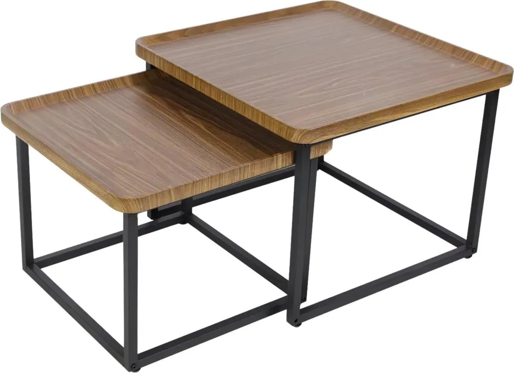 Table Basse Gain de Place Noyer et Métal - Solution Salon et Petit Bureau
