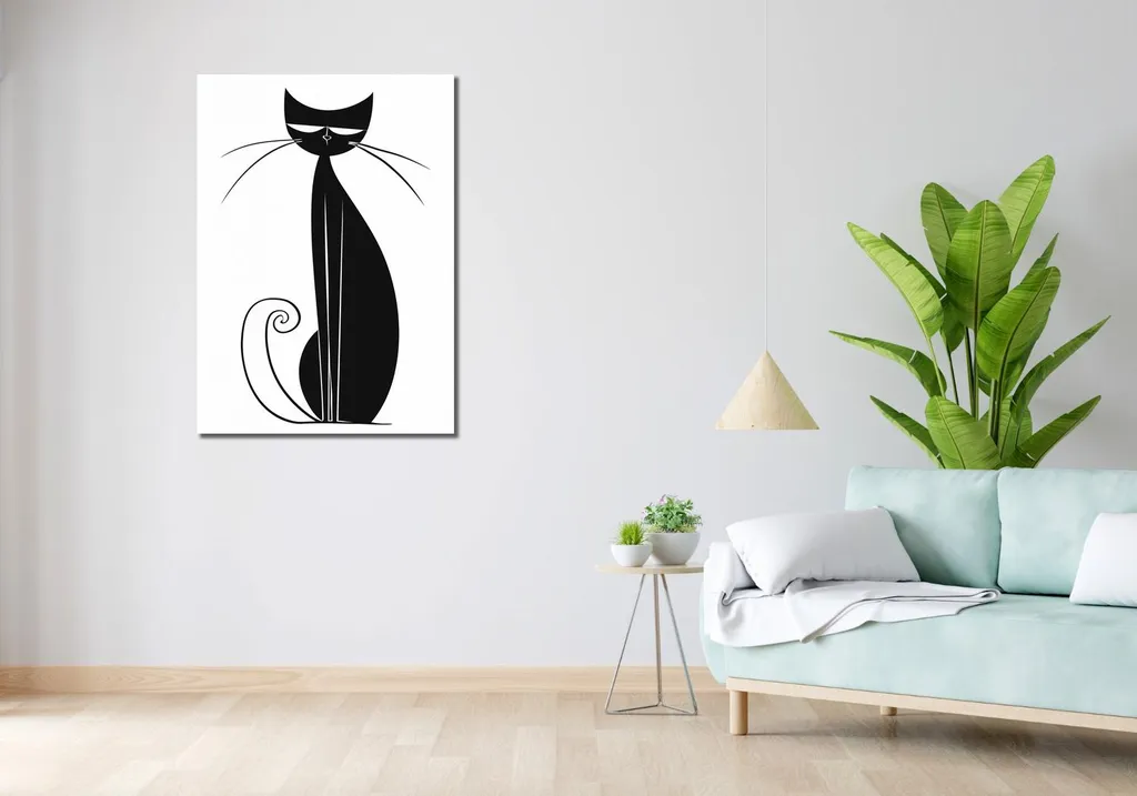 Tableau Décoratif Noir du Chat format 70x100 cm pour Salon Moderne - 2