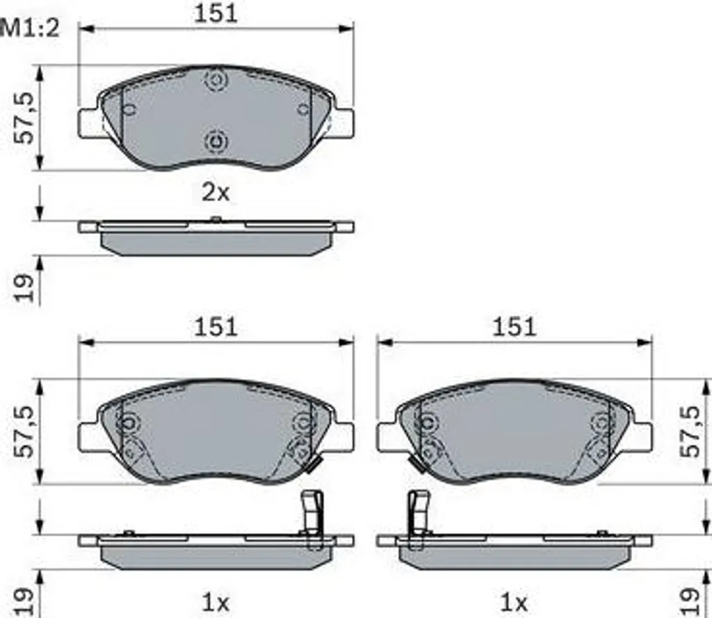 BOSCH 0 986 424 042 Jeu de plaquettes de frein à disque pour Tipo