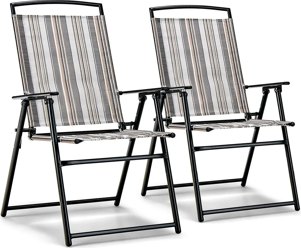 COSTWAY set di 2 sedie da giardino, sedie pieghevoli con braccioli, sedie da balcone con tessuto traspirante, sedie da patio per giardino, cortile, balcone (set di 2)
