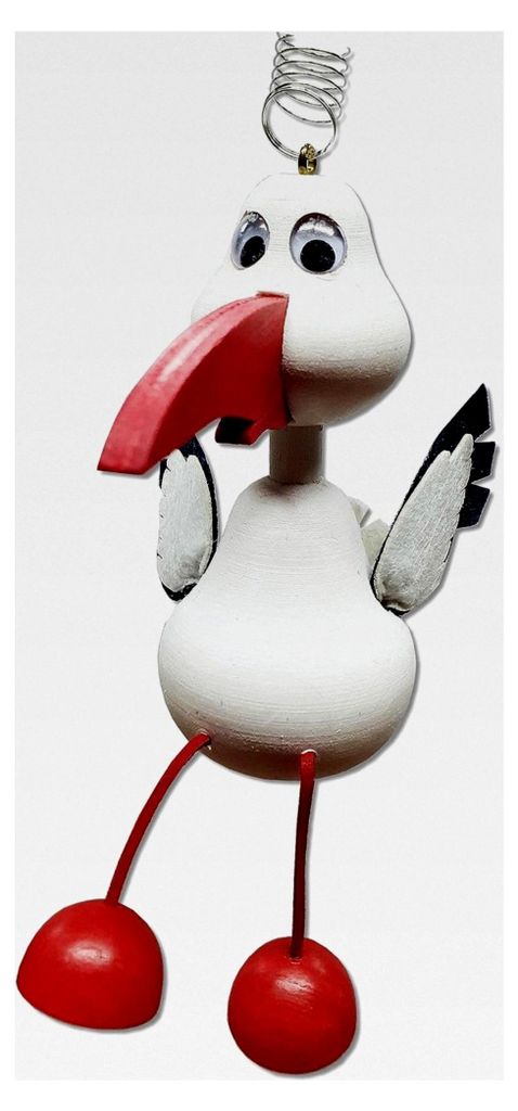 Schwingfigur Storch mit Flügeln, ca. 16 cm, Holz