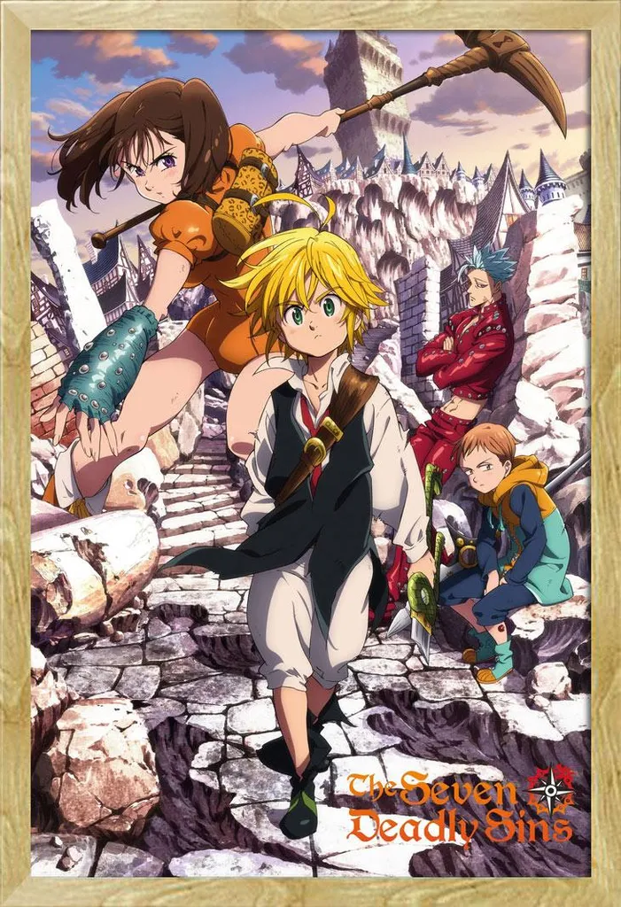 Poster Seven Deadly Sins avec Cadre Anti-Casse et Vitre Acrylique