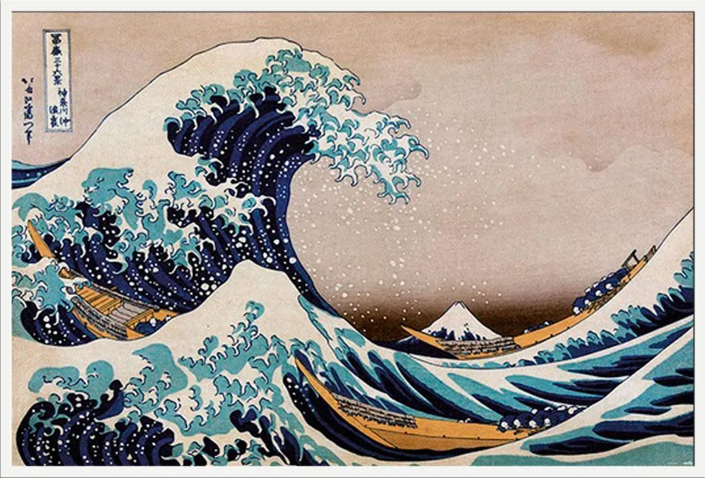 Décoration Murale Zen : Affiche La Grande Vague et Cadre Blanc Shinsuke