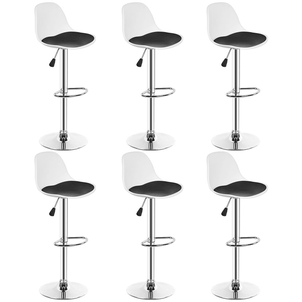 6er Set Barhocker Barstuhl Bistrohocker aus Kunstleder höhenverstellbar drehbar Schwarz und Weiß