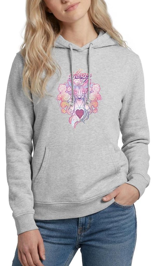 Spreadshirt Harry Potter Patronus Hirschkuh Always Damen Hoodie, XXL, Hellgrau meliert