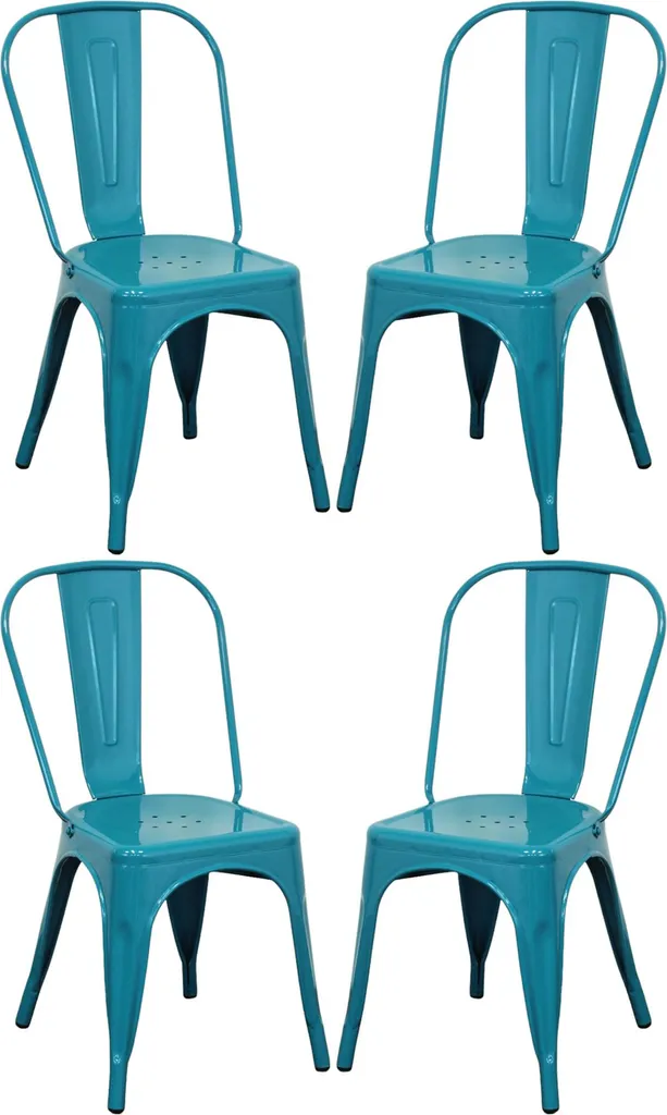 Sedie Industriali Metallo Verde Petrolio Milani Home - Set 4 Pezzi
