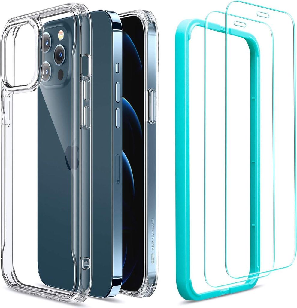 Hülle für Apple iPhone 12 Pro Max Silikon transparente Rückseite 2x starkes Glas