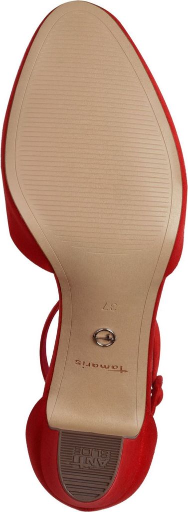 Tamaris Damen Pumps Fesselriemen Blockabsatz samtige Haptik Produktbild 2