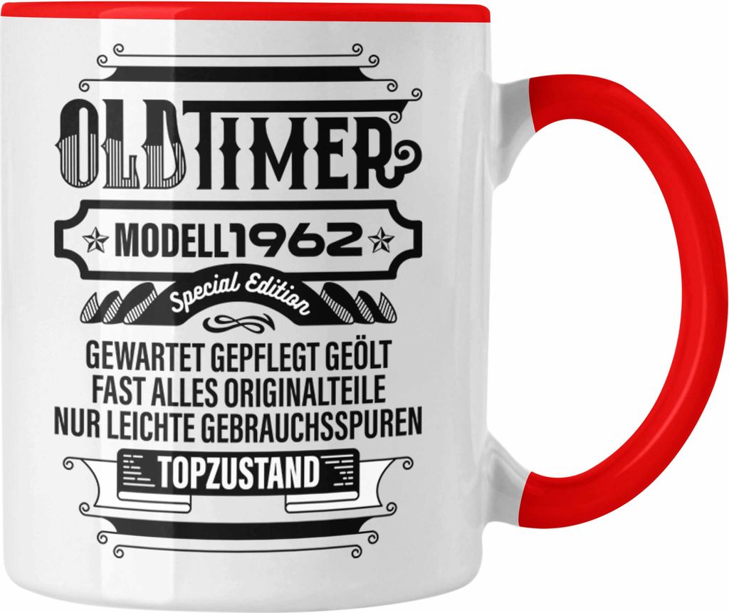 TRENDATION 60. Geburtstag Tasse Frau Mann Geschenk 60er Geschenkidee 60 Mutter Vater (Rot)