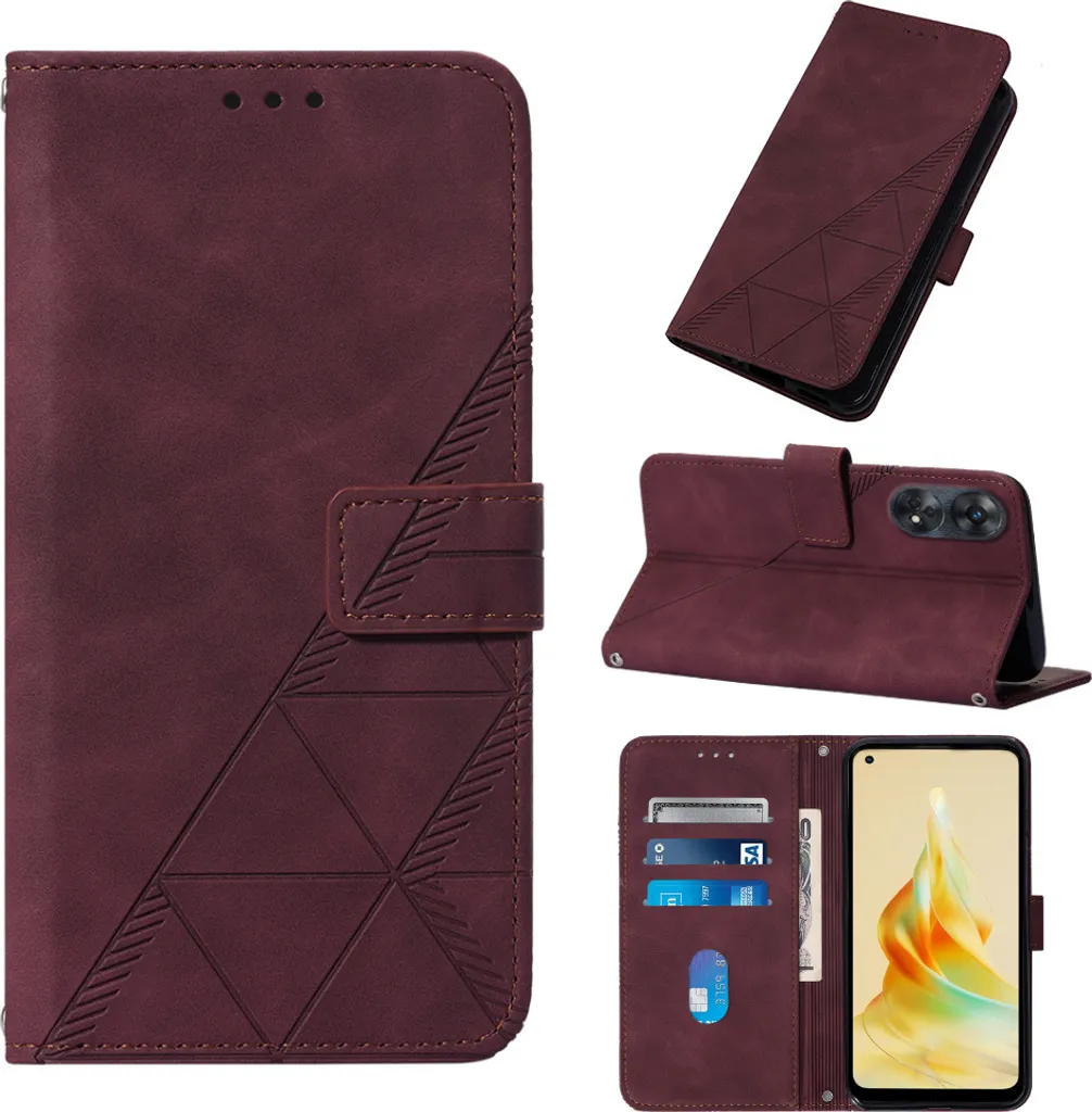 GOKEN Custodia Flip Portafoglio Per Oppo Reno 8 T – Pelle PU Con Slot Carte E Supporto, Chiusura Magnetica, Rosa 3D, Marrone