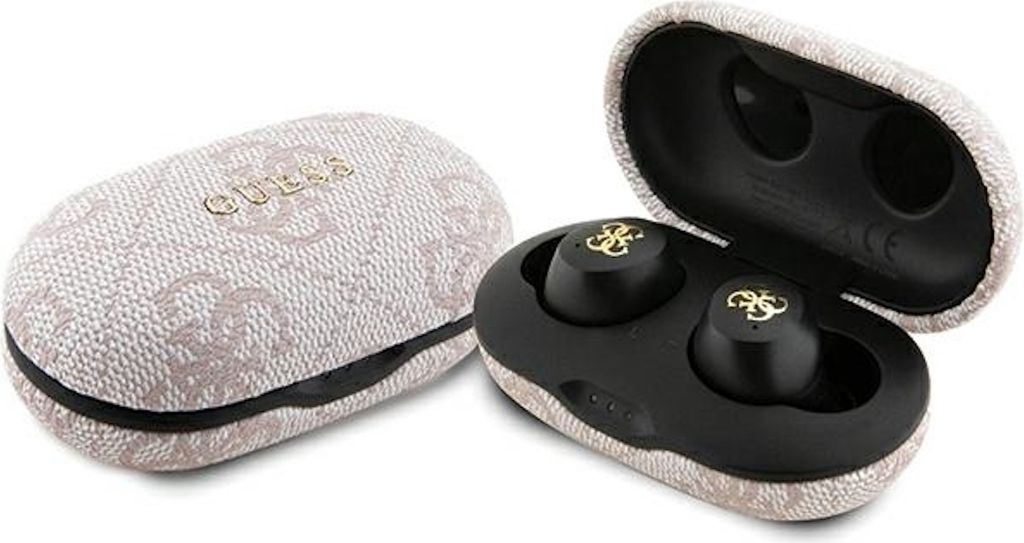 Guess 4G Metal Logo - TWS ENC Bluetooth-Kopfhörer + Ladetasche (rosa)