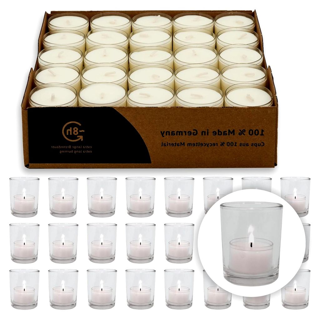 Set mit 12-48 Glas Teelichthaltern + 50 Teelichtern (8h) RAL-, deutsche Markenherstellung | Kerzenhalter | ideal für Gastronomie, Hochzeiten | Vor...