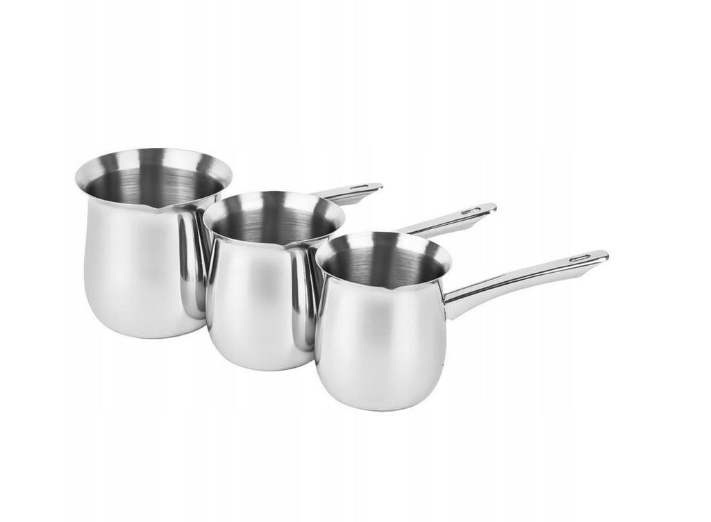 KARL HAUSMANN 3er Set Türkische Kaffeekannen / Milchkännchen, Edelstahl 18/0, Mokkakanne, glänzend (600ml, 800ml, 1000ml)