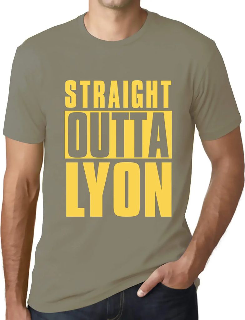 Herren Grafik T-Shirt Straight Outta Lyon Öko-Verantwortlich Vintage Jahrgang Kurzarm Lustige Druck Geburtstag Geschenk Mann