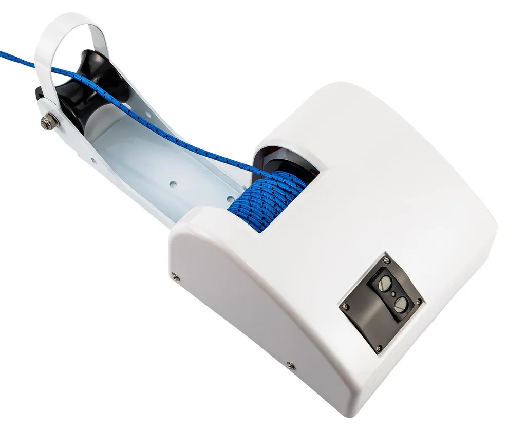 Guindeau électrique 20 kg compact blanc et sa télécommande longue portée