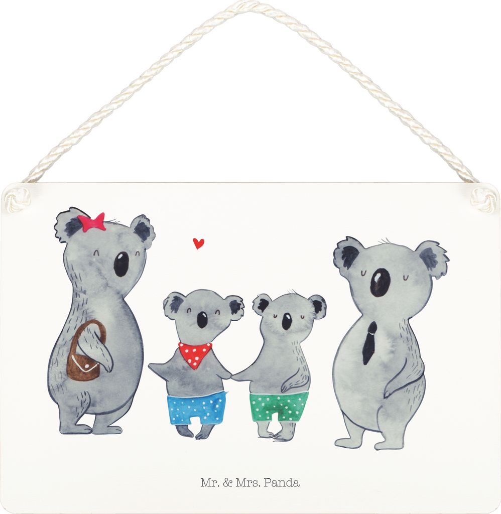 Mr. & Mrs. Panda Schild Koala Familie zwei DIN A5 - Weiß - Geschenk, holzbild, Koalabär, Muttertag, Türschild, kleine aufmerksamkeit, Holzschild...