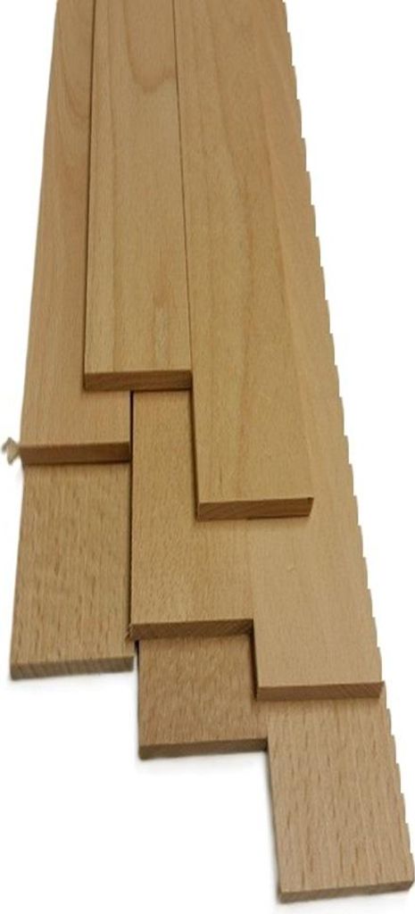 Holzleisten aus Buche für Bastel- und Holzarbeiten, 4-seitig gehobelt, 750x44x8mm, 5 Stück