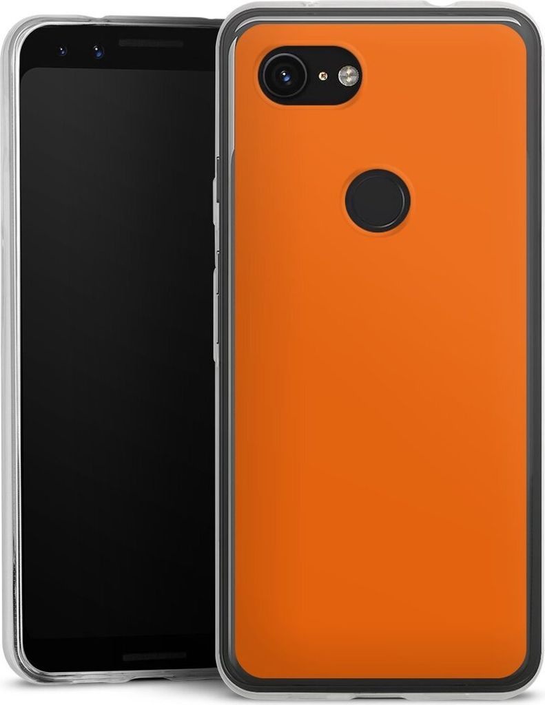 DeinDesign Slim Hülle für Google Pixel 3a Silikon Case Ultra Dünn Handyhülle Farbe einfarbig orange