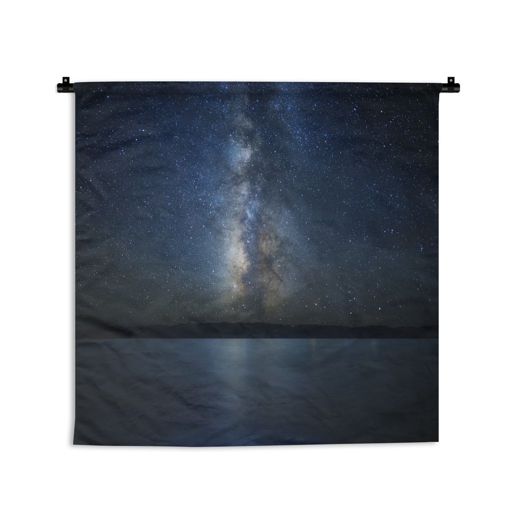 MuchoWow Wandteppich Wandbehang Die Milchstraße über einer Meereslandschaft 90x90 cm Tapisserie Dekoration Wandtuch - Wandaufhänger