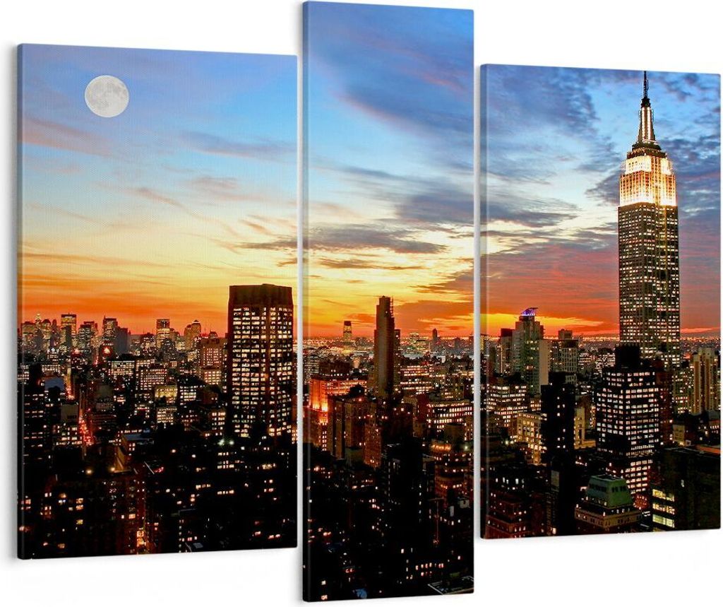 Bild auf Leinwand - Leinwandbild - Amerika gebäude sonnenuntergang wolkenkratzer - 95x80cm - Wand Bild - Wanddeko - Leinwanddruck - Bilder - Kunst...