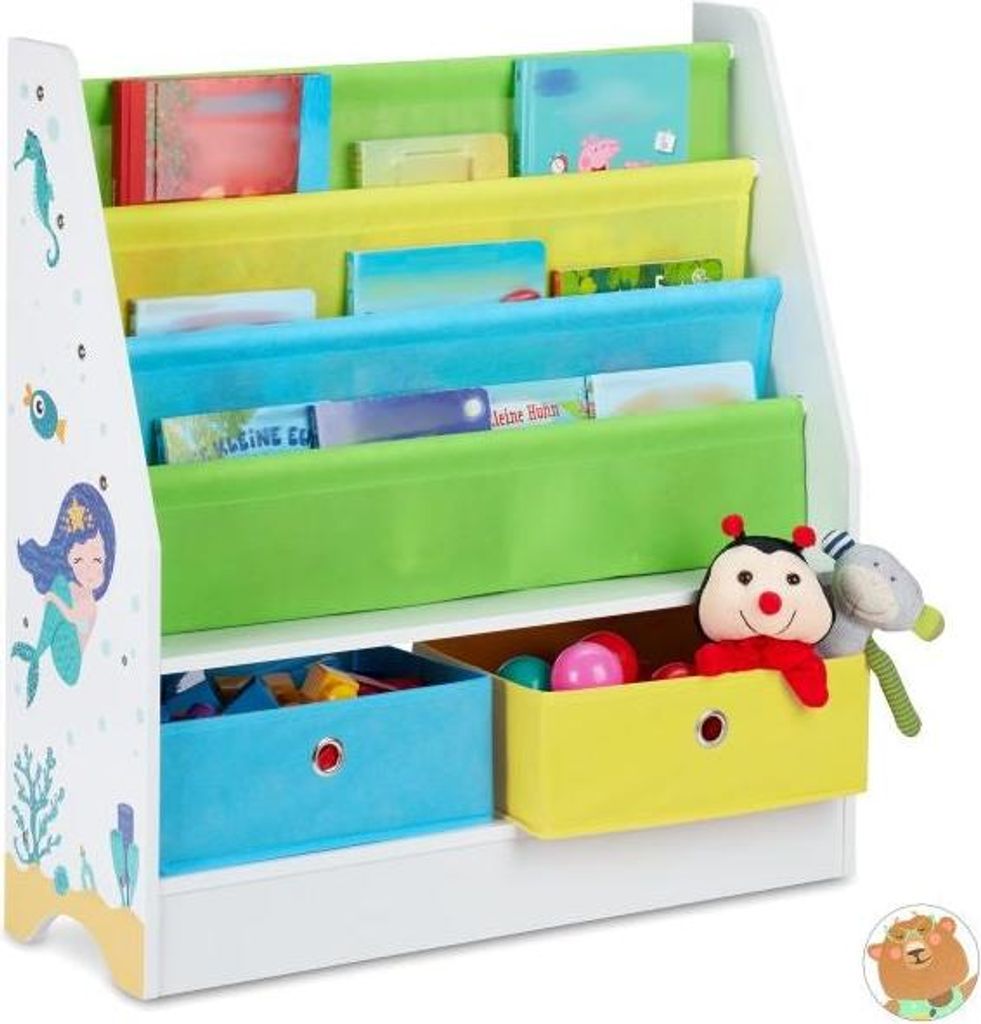 Kinderregal mit 2 Schubladen & 3 Hängefächern