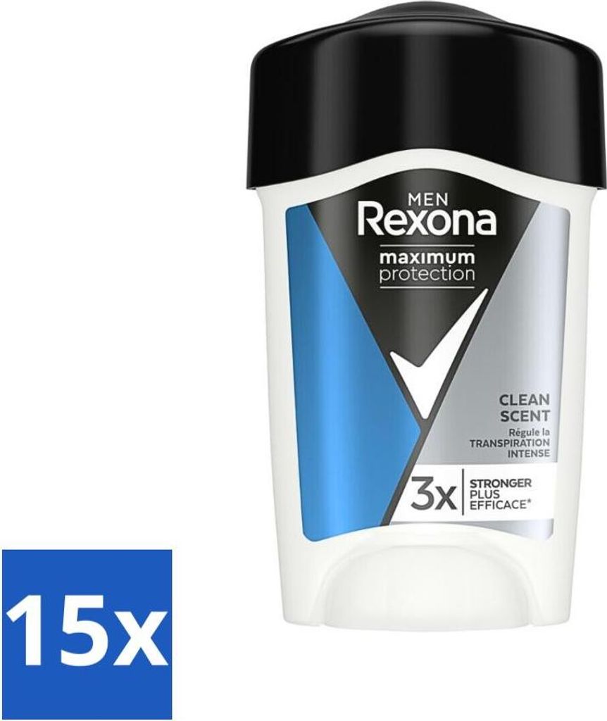 Rexona Men - Deodorant Stick - Maximaler Schutz Sauberer Duft - Antitranspirant - 45 ml - Vorteilspack - 15 Stücke