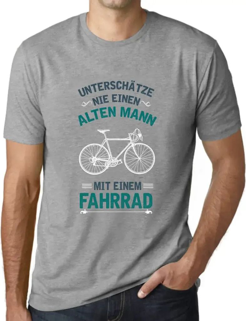 Herren Grafik T-Shirt Alten Mann Fahrrad Öko-Verantwortlich Vintage Jahrgang Kurzarm Lustige Druck Geburtstag Geschenk Mann