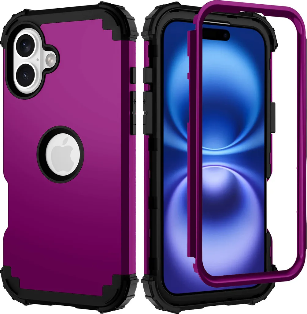 Custodia iPhone 16 Plus 3 in 1 Antiurto Viola | Protezione Robusta PC TPU - 1