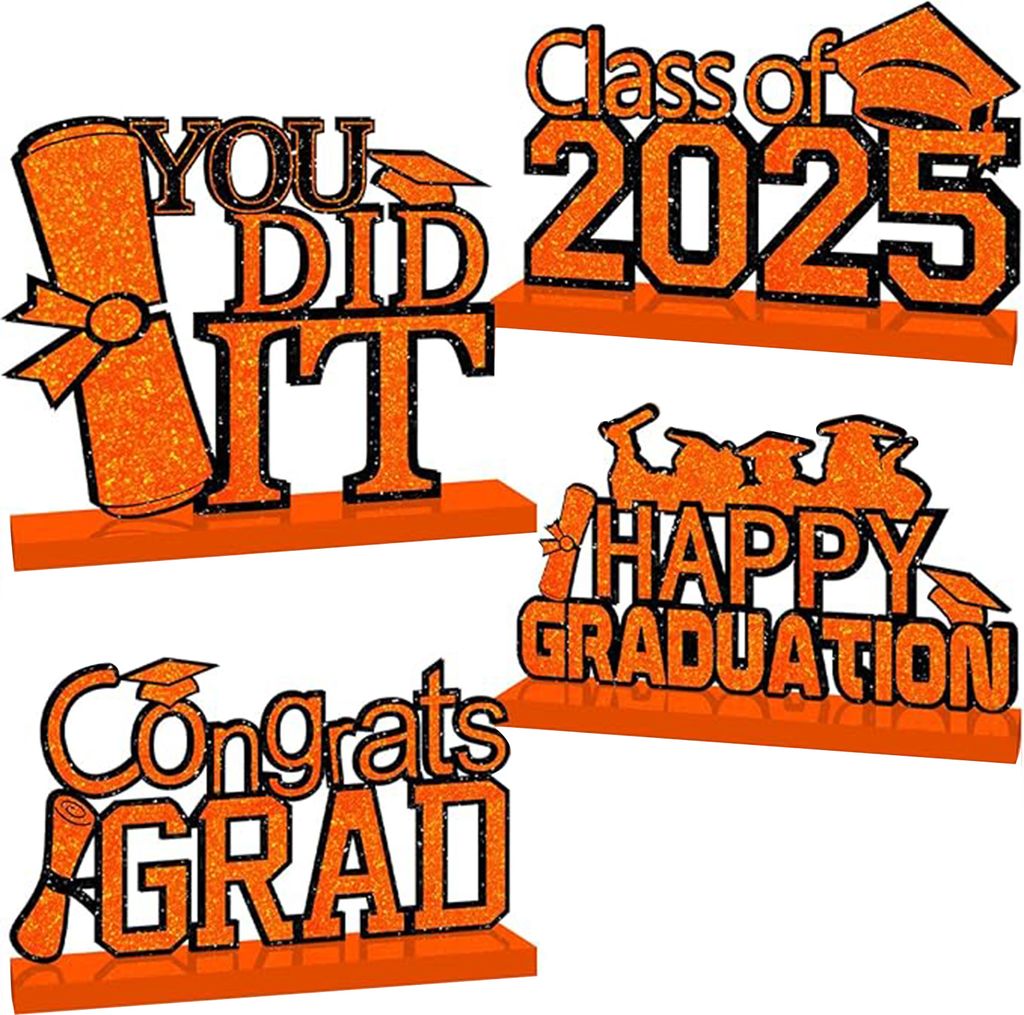 Tischdekoration zum Abschluss 2025, Klasse von 2025, Holzschild „Congrats Grad“, Dekorationen für gestufte Tabletts, Abschlussfeier, 4 Stück