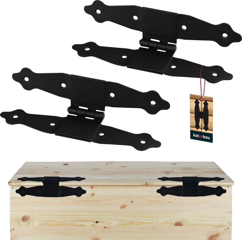 KOTARBAU 2er Set Scharniere Klappbar H-Form 20,5 x 10 cm Ladenband Mittelkreuzband Türscharniere aus Pulverbeschichtetem Stahl Türband Schwarz ...