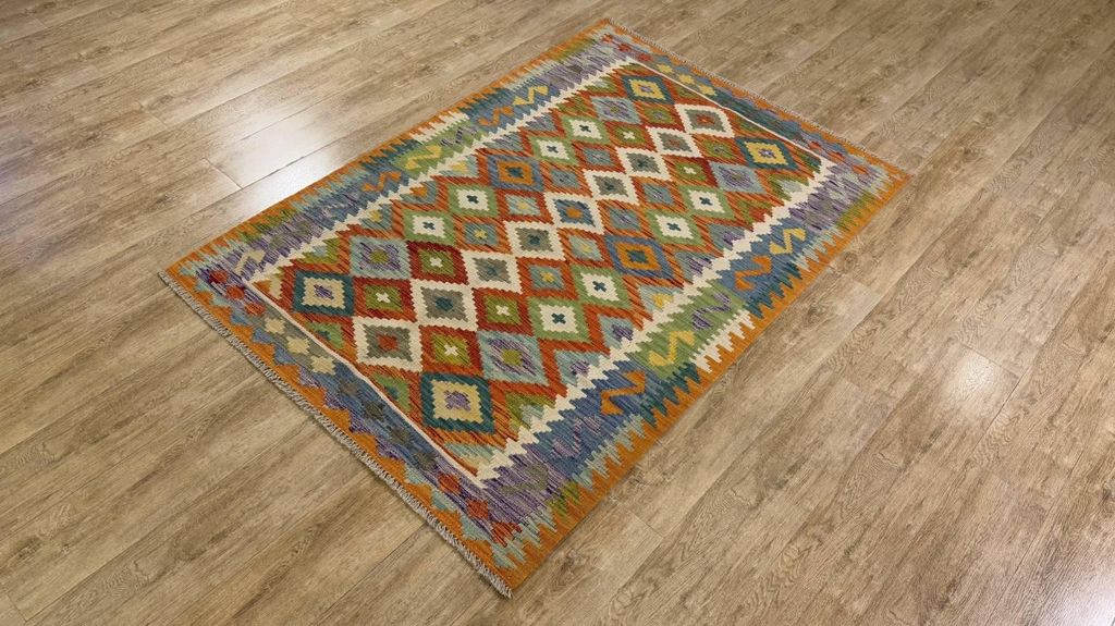 Teppich KELIM ORIGINAL | Farbe: Multi; Größe: 129x185 cm | strapazierfähig und leicht zu reinigen | Wohnzimmer | Schlafzimmer