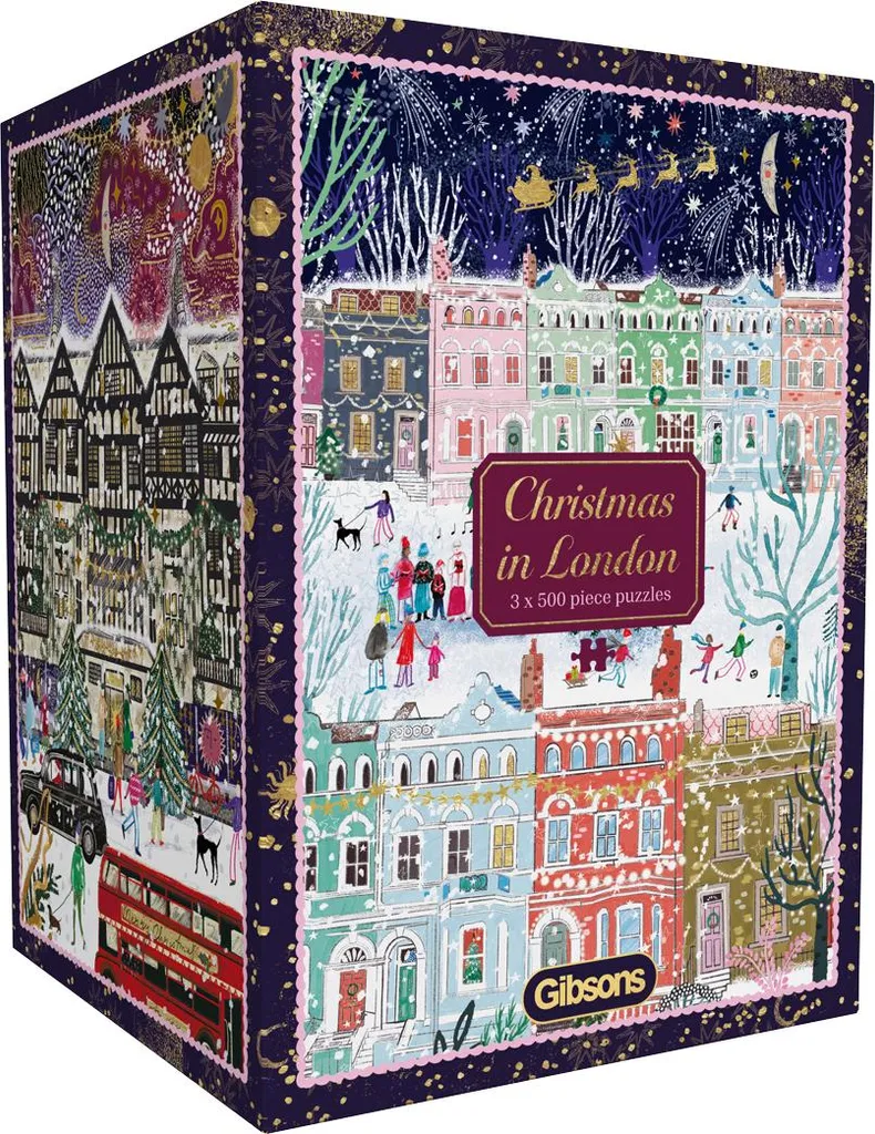 Puzzle Gibsons Noël à Londres 3 x 500 Pièces Coffret Cadeau de Noël Idéal