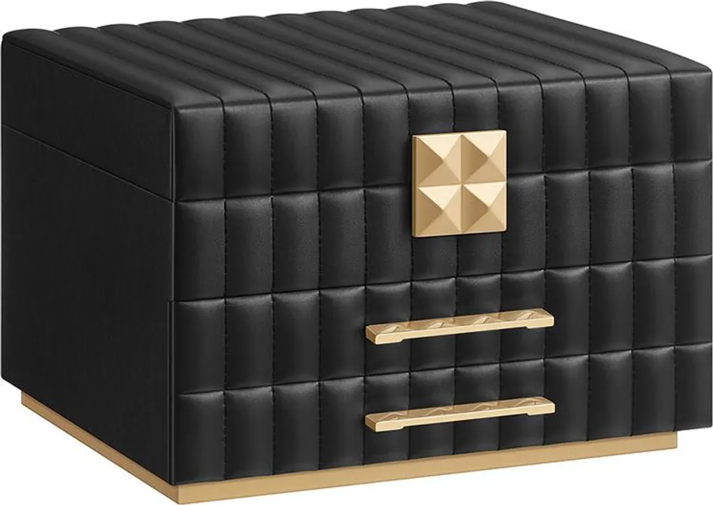 Scatola Portagioielli 3 Cassetti Nero con Specchio | Design Moderno