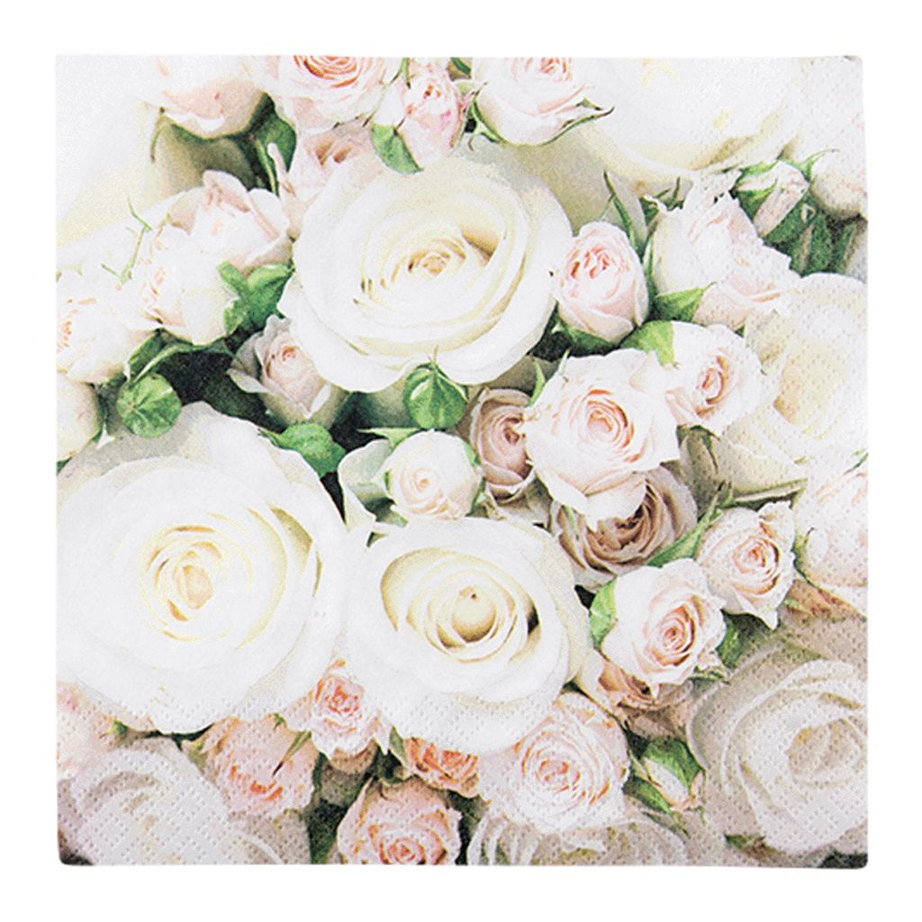20 kleine Cocktailservietten Romantic Roses - Weiße und Produktbild 