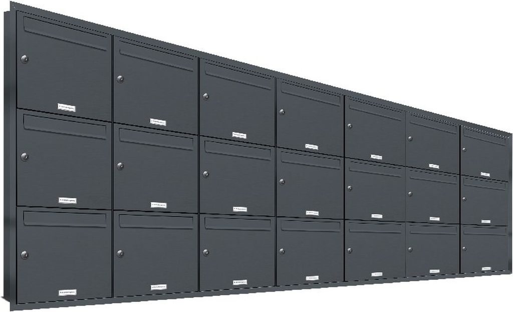 21er Briefkasten Anlage Unterputz Montage RAL 7016 Anthrazit