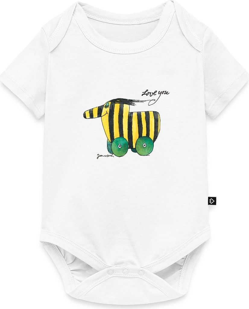 Spreadshirt Janosch Tigerente Love You Kurzarm Tages Baby Body, 68 (3-6 M.), Weiß