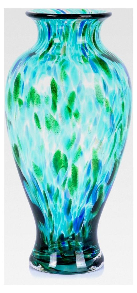 30 cm hohe blaugrüne Glasvase, undurchsichtige grüne Glasvase, einzigartiges Design, breite Öffnung, Kunstdekoration für Zuhause, Wohnzimmer, E...