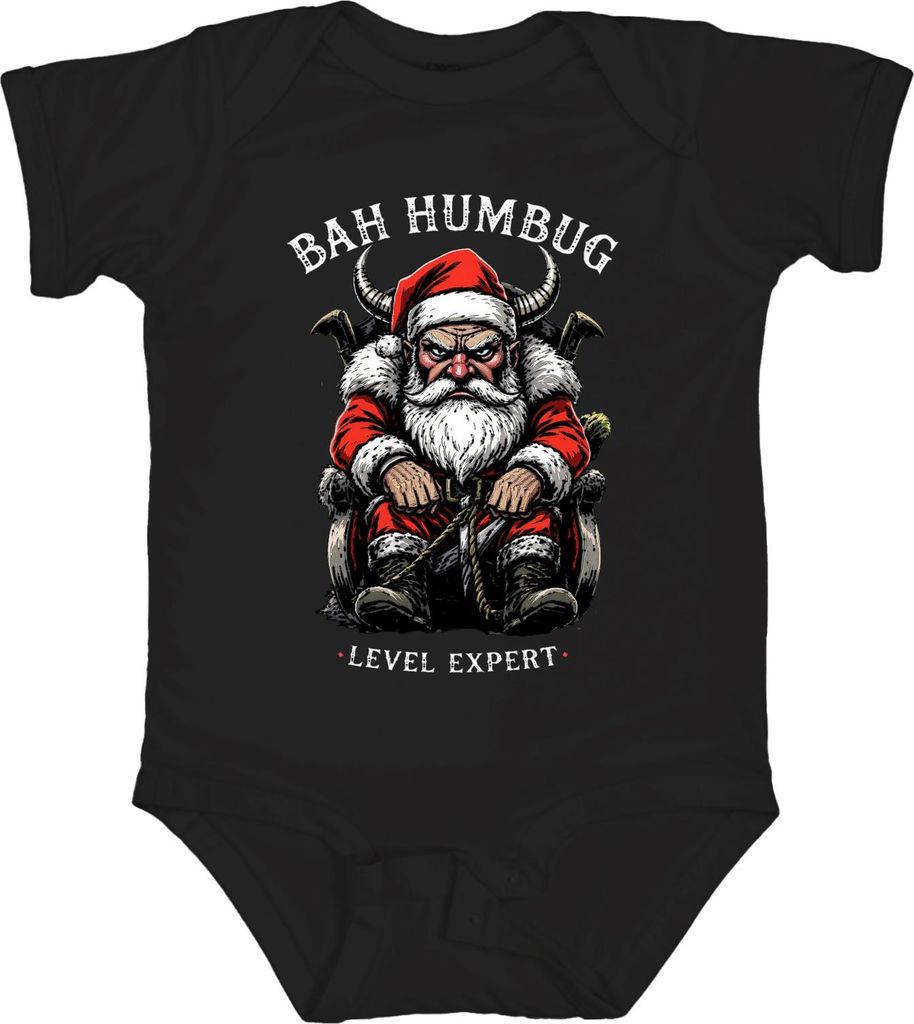 Bah Humbug Level Expert Viking grumpy Santa horned beard dark Unisex Baby Body, Schwarz, 3/6